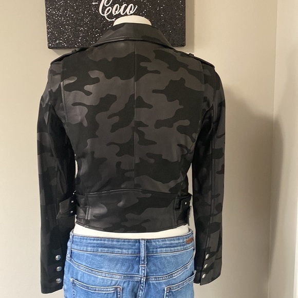 Generation Love Spencer Black Camo Lamb Skin Leather Jacket Pockets Sz XS NEW - Picture 10 of 14